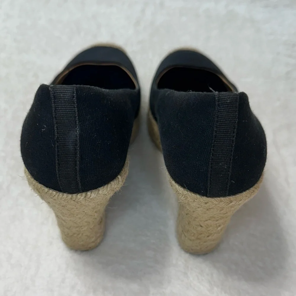 J. Crew Black Seville Espadrille Canvas Jude Wedges Size 9